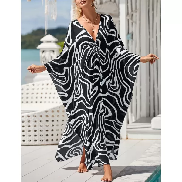 Bsubseach Kaftan Dresses Cover Up for Swimwear Women Plus Size Animal Print Caftan Resort Dress