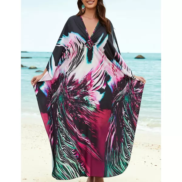 Bsubseach Kaftan Dresses Cover Up for Swimwear Women Plus Size Animal Print Caftan Resort Dress