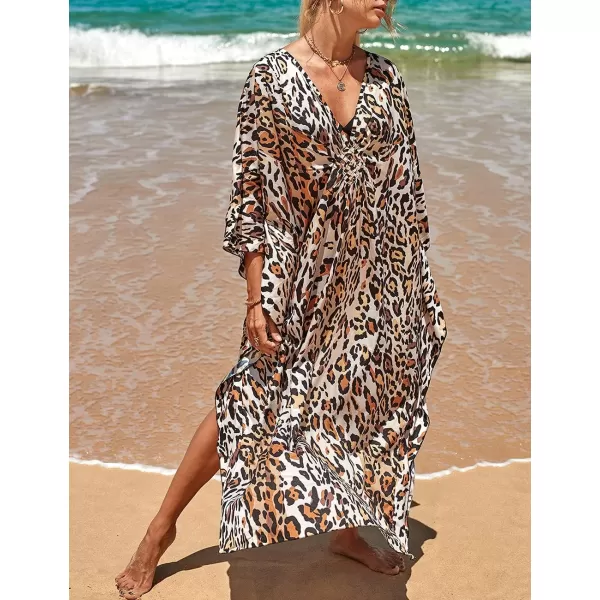 Bsubseach Kaftan Dresses Cover Up for Swimwear Women Plus Size Animal Print Caftan Resort Dress