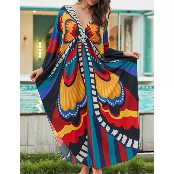 Bsubseach Kaftan Dresses Cover Up for Swimwear Women Plus Size Animal Print Caftan Resort Dress