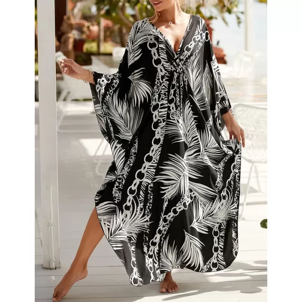 Bsubseach Kaftan Dresses Cover Up for Swimwear Women Plus Size Animal Print Caftan Resort Dress