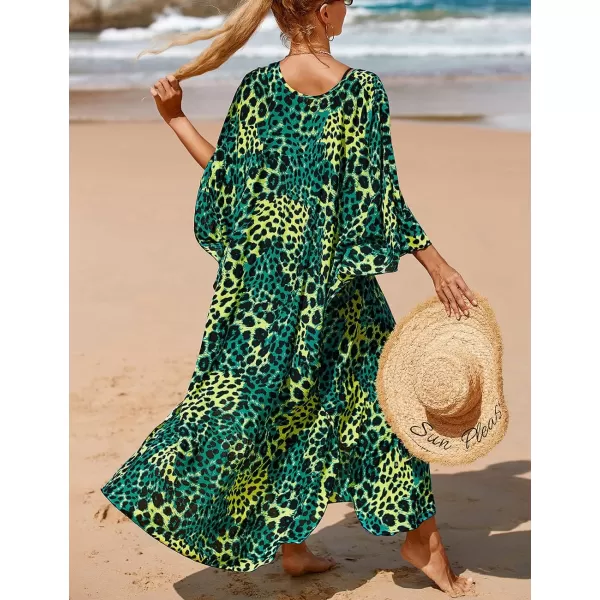 Bsubseach Kaftan Dresses Cover Up for Swimwear Women Plus Size Animal Print Caftan Resort Dress