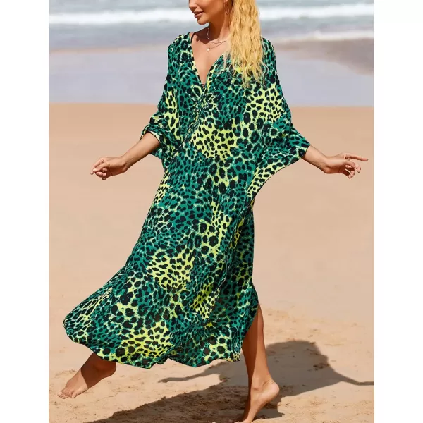 Bsubseach Kaftan Dresses Cover Up for Swimwear Women Plus Size Animal Print Caftan Resort Dress