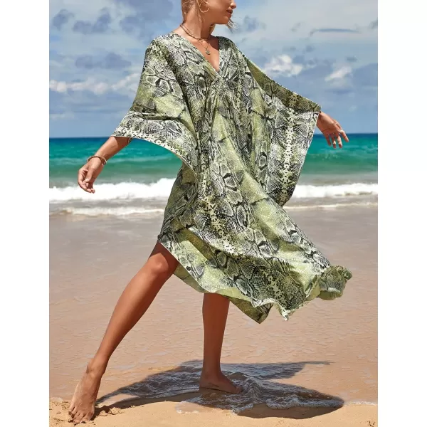 Bsubseach Kaftan Dresses Cover Up for Swimwear Women Plus Size Animal Print Caftan Resort Dress
