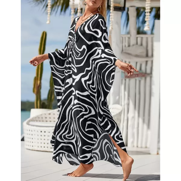 Bsubseach Kaftan Dresses Cover Up for Swimwear Women Plus Size Animal Print Caftan Resort Dress