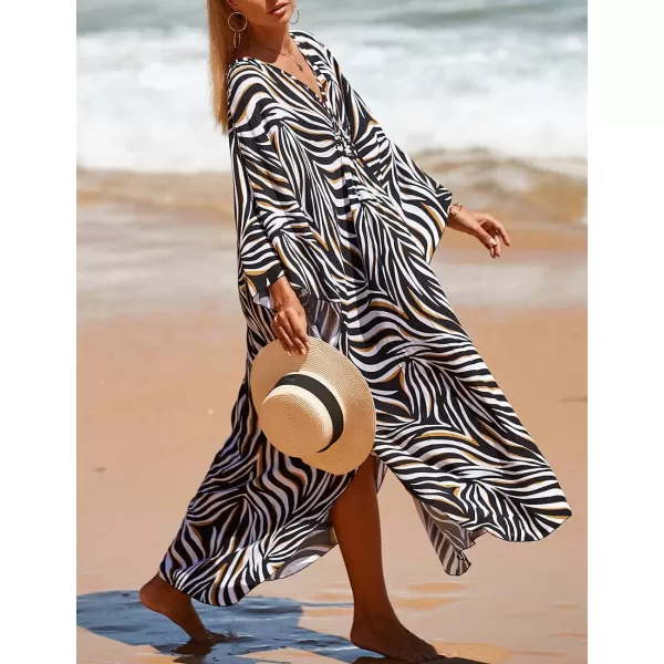Bsubseach Kaftan Dresses Cover Up for Swimwear Women Plus Size Animal Print Caftan Resort Dress