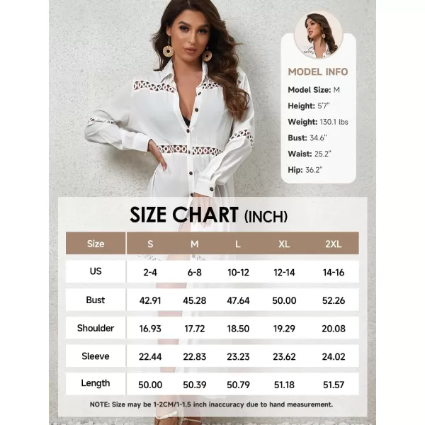 Bsubseach Long Sleeve Swim Cover Up Button Down Front Beach Shirts for Women Casual Resort Wear
