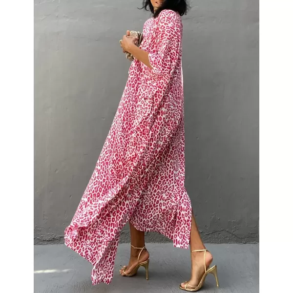 Bsubseach Plus Size Caftans for Women Turkish Kaftan Dresses Leopard Print Beach Cover Up