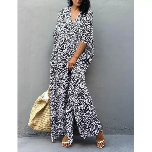 Bsubseach Plus Size Caftans for Women Turkish Kaftan Dresses Leopard Print Beach Cover Up