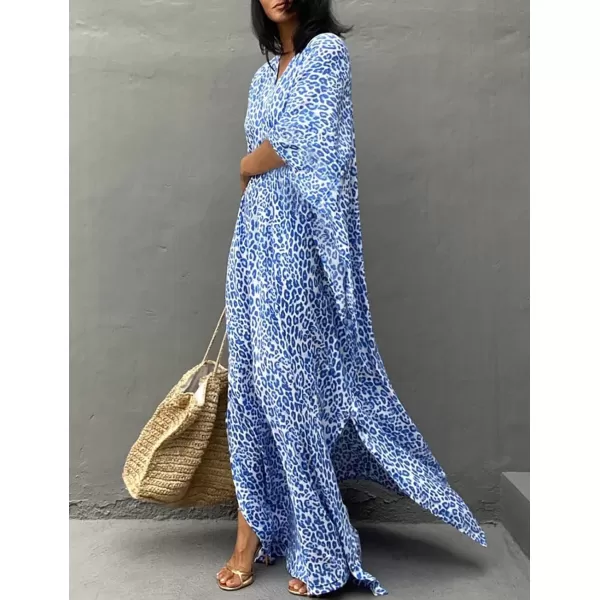 Bsubseach Plus Size Caftans for Women Turkish Kaftan Dresses Leopard Print Beach Cover Up