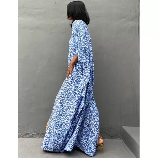 Bsubseach Plus Size Caftans for Women Turkish Kaftan Dresses Leopard Print Beach Cover Up