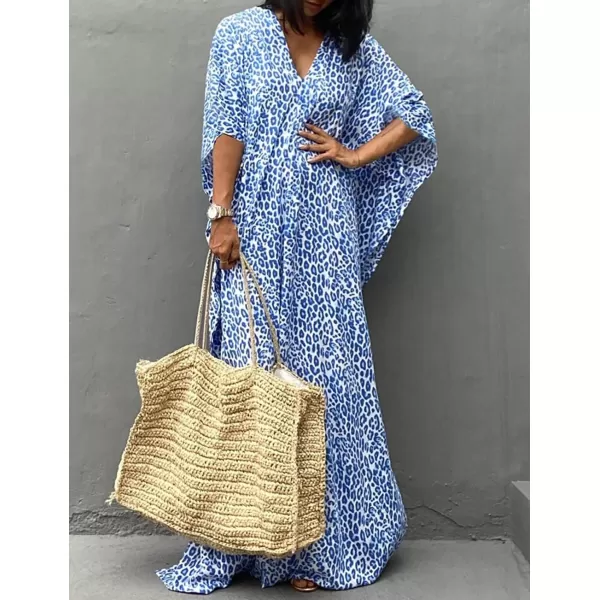 Bsubseach Plus Size Caftans for Women Turkish Kaftan Dresses Leopard Print Beach Cover Up