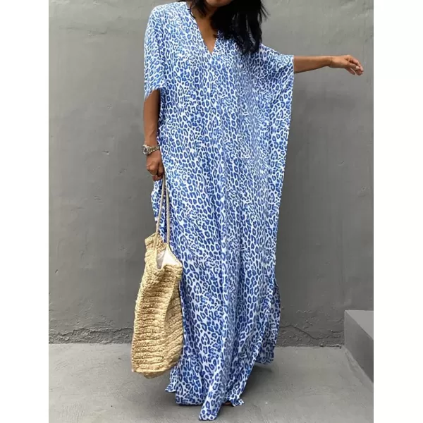 Bsubseach Plus Size Caftans for Women Turkish Kaftan Dresses Leopard Print Beach Cover Up