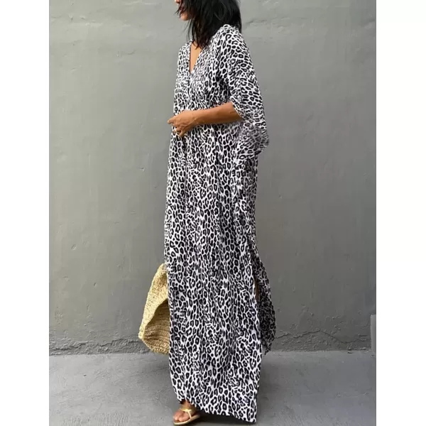 Bsubseach Plus Size Caftans for Women Turkish Kaftan Dresses Leopard Print Beach Cover Up