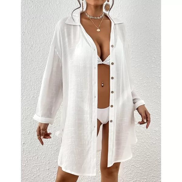 Bsubseach Sexy Beach Cover Ups for Swimwear Women Belted Shirt Dress Button Down Swimsuit Coverup