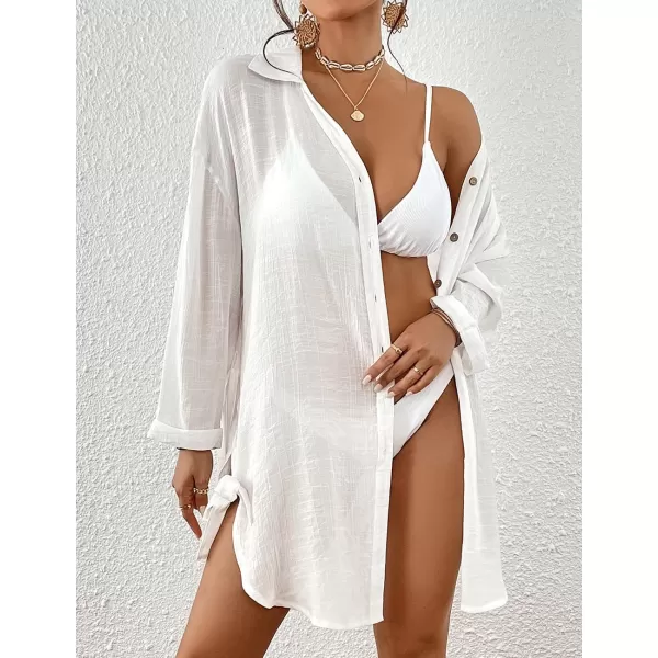 Bsubseach Sexy Beach Cover Ups for Swimwear Women Belted Shirt Dress Button Down Swimsuit Coverup