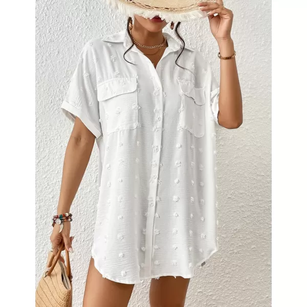 Bsubseach Short Sleeve Bathing Suit Cover Ups for Swimwear Women Button Down Shirt Dress