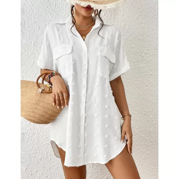 Bsubseach Short Sleeve Bathing Suit Cover Ups for Swimwear Women Button Down Shirt Dress