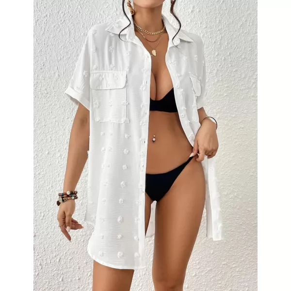 Bsubseach Short Sleeve Bathing Suit Cover Ups for Swimwear Women Button Down Shirt Dress