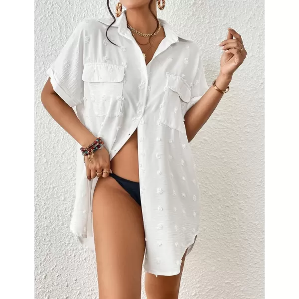 Bsubseach Short Sleeve Bathing Suit Cover Ups for Swimwear Women Button Down Shirt Dress