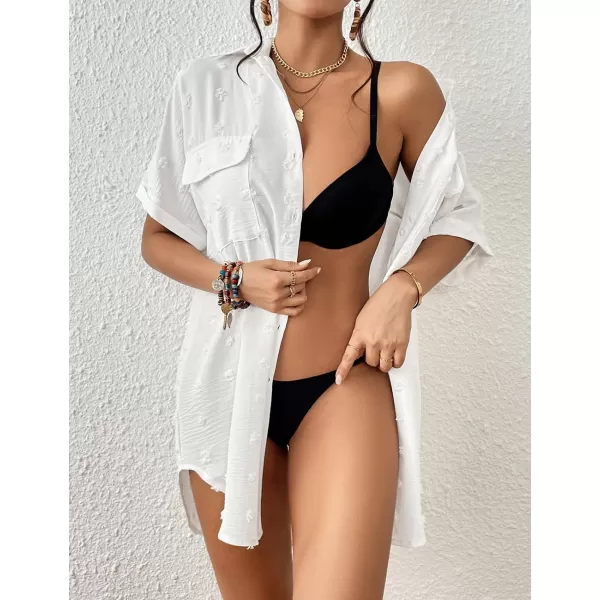 Bsubseach Short Sleeve Bathing Suit Cover Ups for Swimwear Women Button Down Shirt Dress