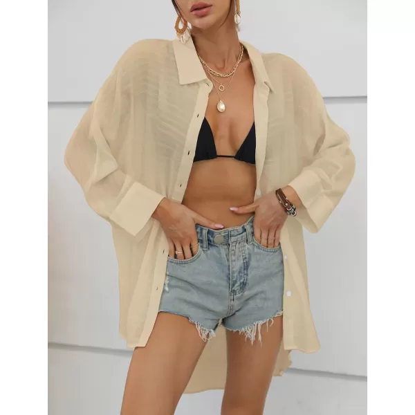 Bsubseach Swimsuit Coverup for Women Button Down Beach Shirt Dress Cover Up Summer Blouse