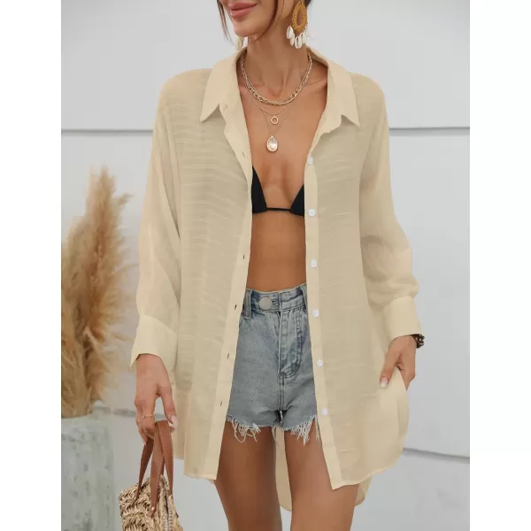 Bsubseach Swimsuit Coverup for Women Button Down Beach Shirt Dress Cover Up Summer Blouse