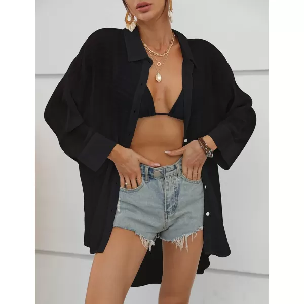 Bsubseach Swimsuit Coverup for Women Button Down Beach Shirt Dress Cover Up Summer Blouse