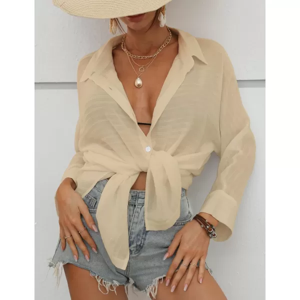 Bsubseach Swimsuit Coverup for Women Button Down Beach Shirt Dress Cover Up Summer Blouse