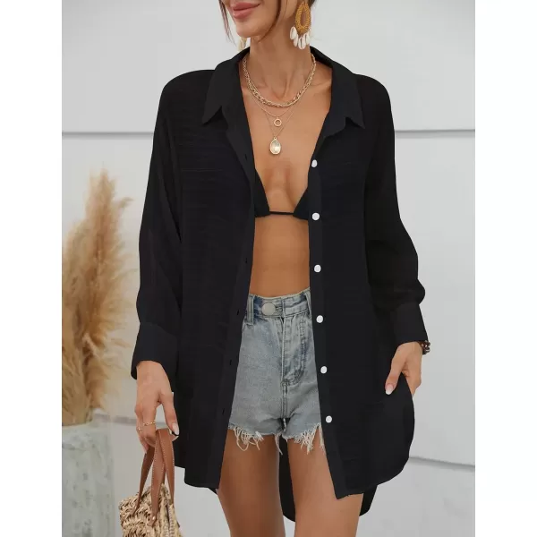 Bsubseach Swimsuit Coverup for Women Button Down Beach Shirt Dress Cover Up Summer Blouse