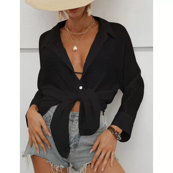 Bsubseach Swimsuit Coverup for Women Button Down Beach Shirt Dress Cover Up Summer Blouse