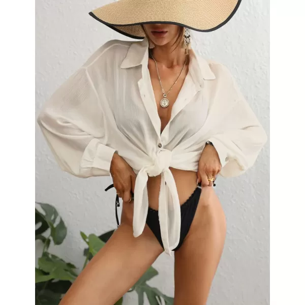 Bsubseach Swimsuit Coverup for Women Button Down Shirt Cover Up Beach Blouse Tops