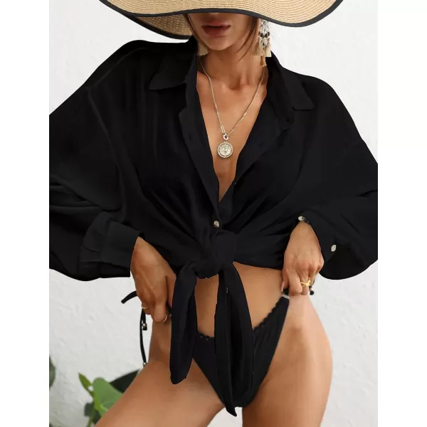 Bsubseach Swimsuit Coverup for Women Button Down Shirt Cover Up Beach Blouse Tops