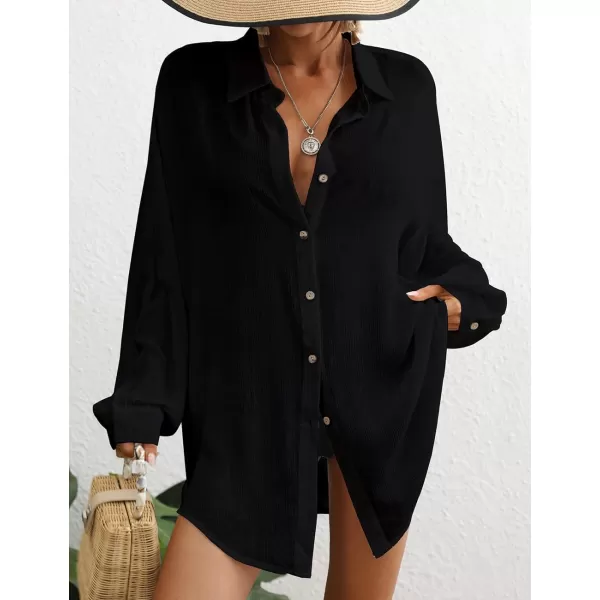 Bsubseach Swimsuit Coverup for Women Button Down Shirt Cover Up Beach Blouse Tops