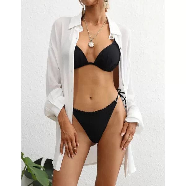 Bsubseach Swimsuit Coverup for Women Button Down Shirt Cover Up Beach Blouse Tops