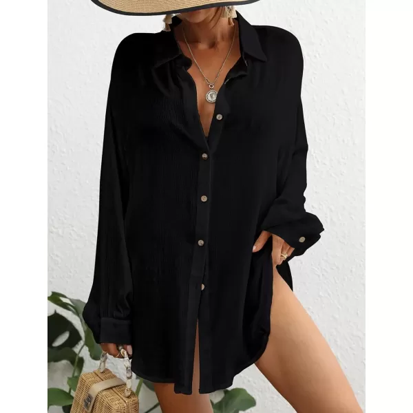 Bsubseach Swimsuit Coverup for Women Button Down Shirt Cover Up Beach Blouse Tops