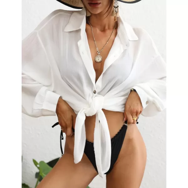 Bsubseach Swimsuit Coverup for Women Button Down Shirt Cover Up Beach Blouse Tops