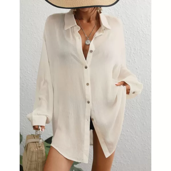 Bsubseach Swimsuit Coverup for Women Button Down Shirt Cover Up Beach Blouse Tops