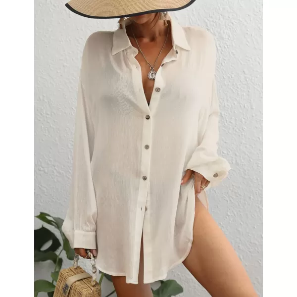 Bsubseach Swimsuit Coverup for Women Button Down Shirt Cover Up Beach Blouse Tops