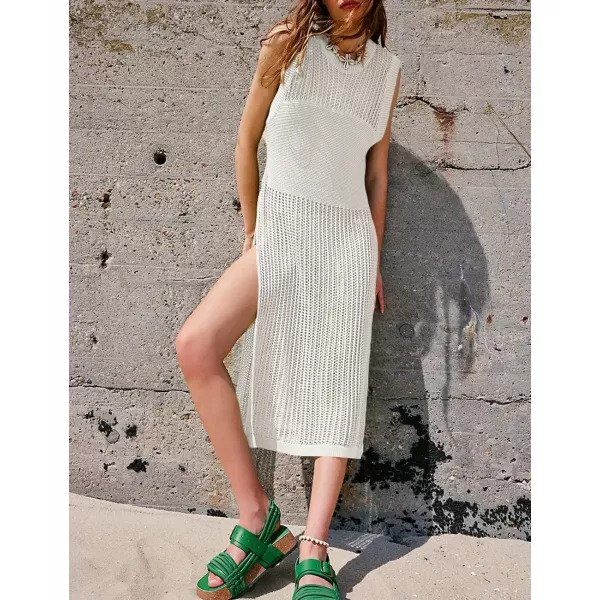 Bsubseach Swimsuit Coverup for Women Sleeveless Knitted Cover Up Crochet Dress Cover Ups for Swimwear
