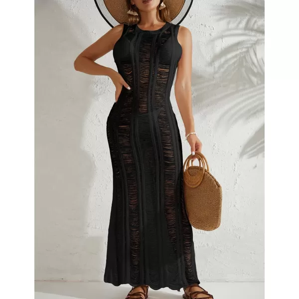 Bsubseach Tassel Sexy Bikini Cover Up for Women Sleeveless Long Dress Crochet Beachwear