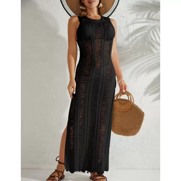 Bsubseach Tassel Sexy Bikini Cover Up for Women Sleeveless Long Dress Crochet Beachwear