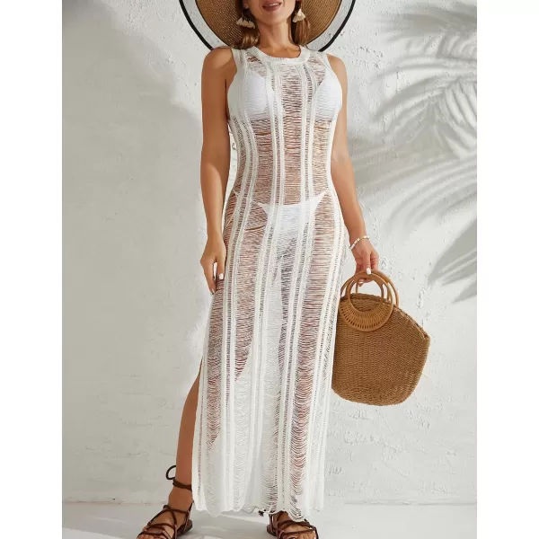 Bsubseach Tassel Sexy Bikini Cover Up for Women Sleeveless Long Dress Crochet Beachwear