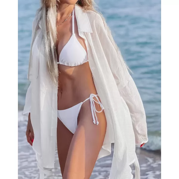 Bsubseach Women 2024 Swimsuit Cover Up Split Tie Beach Shirt Blouse