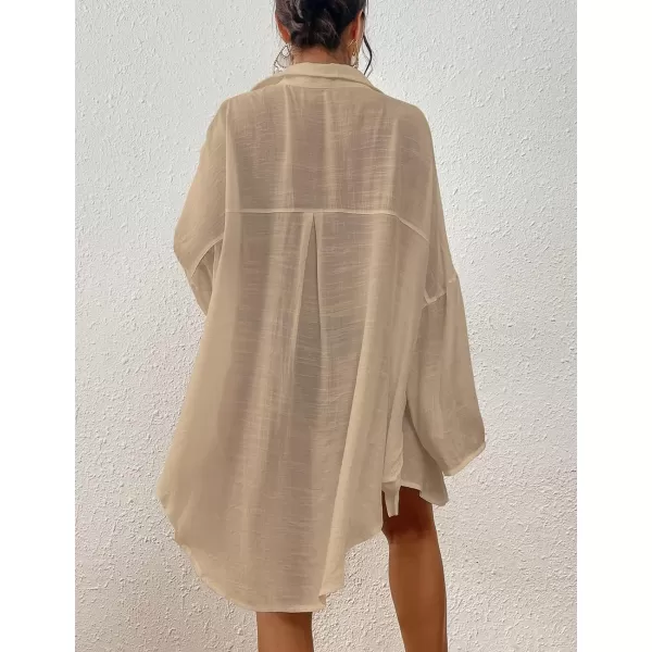 Bsubseach Women 2024 Swimsuit Cover Up Split Tie Beach Shirt Blouse
