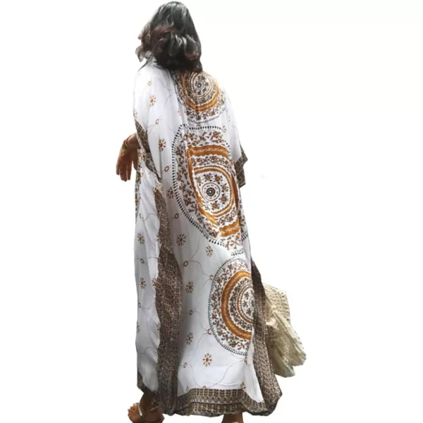 Bsubseach Women Bathing Suit Cover Up Ethnic Print Kaftan Beach Maxi Dresses