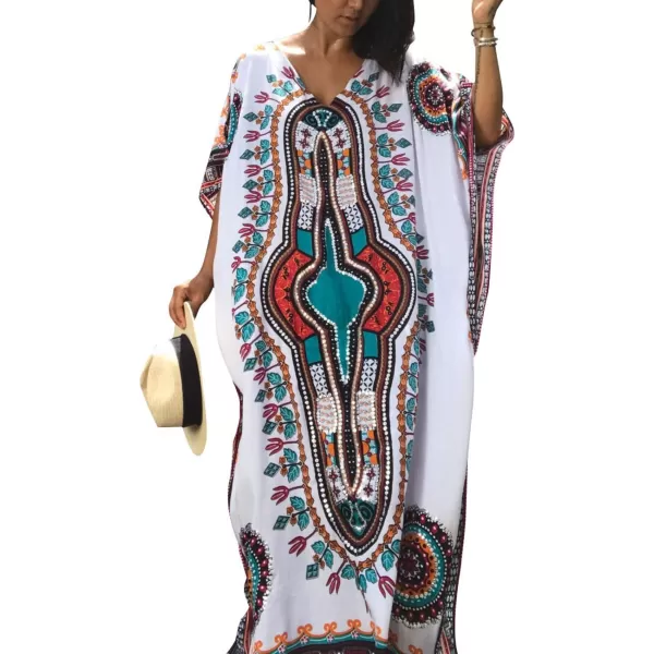 Bsubseach Women Bathing Suit Cover Up Ethnic Print Kaftan Beach Maxi Dresses
