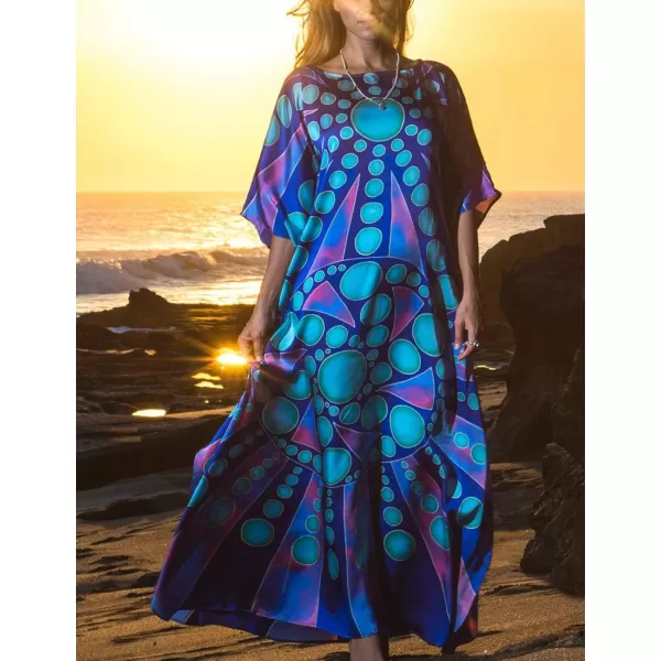 Bsubseach Women Bathing Suit Cover Up Ethnic Print Kaftan Beach Maxi Dresses