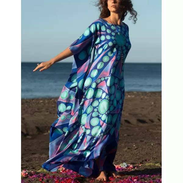 Bsubseach Women Bathing Suit Cover Up Ethnic Print Kaftan Beach Maxi Dresses