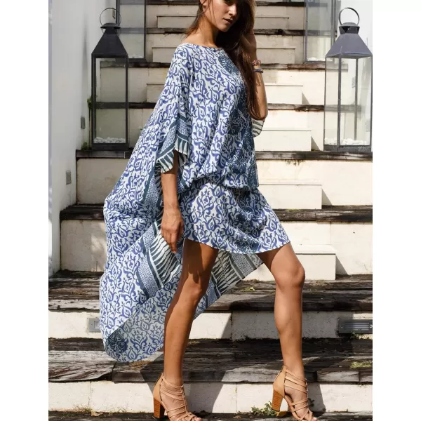 Bsubseach Women Bathing Suit Cover Up Ethnic Print Kaftan Beach Maxi Dresses